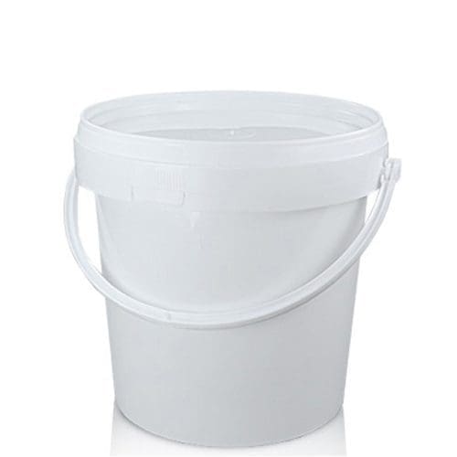 1 Litre Small White Bucket With Handle & Lid | Ampulla