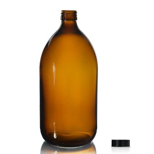 1000ml Amber Glass Syrup Bottle & Polycone Cap