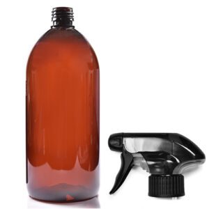 1 Litre Amber PET Sirop Bottle With Trigger Spray