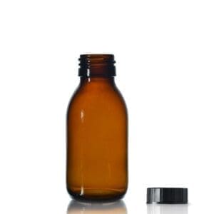 100ml Amber Glass Syrup Bottle & Plastic Screw Cap
