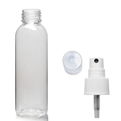 100ml Clear PET Boston Bottle With Atomiser Spray