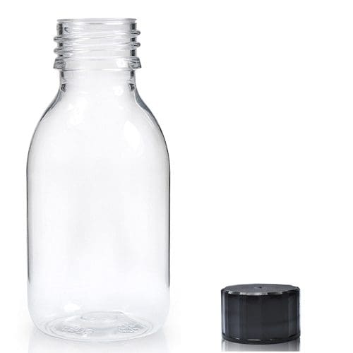 100ml clear PET Sirop Bottle with bsc