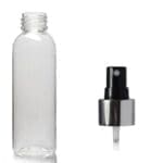 100ml Clear PET Boston Bottle & Black/Silver Atomiser Spray