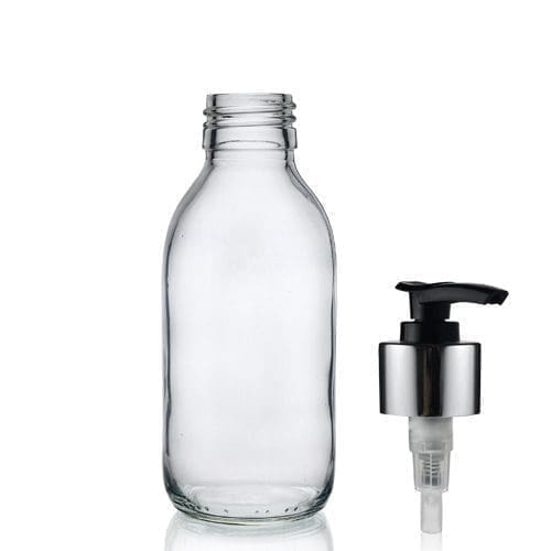 150ml Clear Glass Syrup Bottle & Premium Lotion Pump
