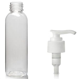 150ml Clear PET Boston Bottle & White Lotion Pump