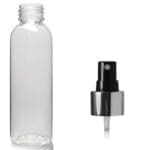 150ml Clear PET Boston Bottle with silver spray