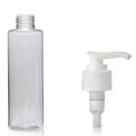 150ml Clear PET Plastic Tubular Bottle & White Lotion Pump