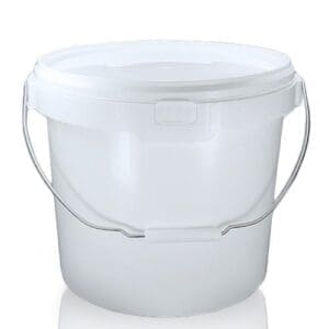16 Litre White Plastic Bucket With Metal Handle And T/E Lid