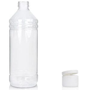 1 Litre Clear PET Round Bottle & Flip Top Cap