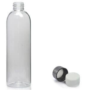 250ml Clear PET Boston Bottle & Screw Cap