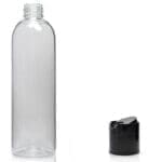 250ml Clear PET Boston Bottle & Disc Top Cap
