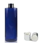 250ml Cobalt Blue PET Plastic Bottle & Silver Disc Top Cap