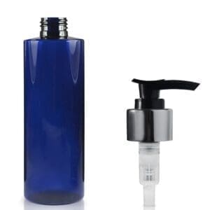 250ml Cobalt Blue PET Plastic Bottle With Lotion Pump
