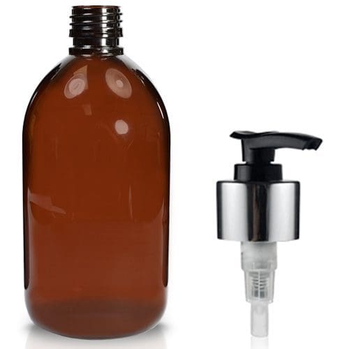500ml Amb Sirop bottle with silver pump