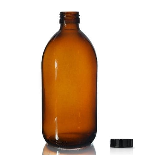 500ml Amber Glass Syrup Bottle & Polycone Cap