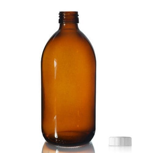 500ml Amber Glass Sirop Bottle w White PP Cap