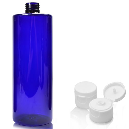 500ml Cobalt Blue PET Plastic Bottle With Flip-Top Cap