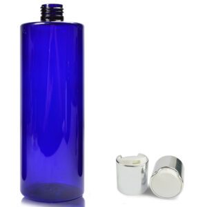 500ml Cobalt Blue PET Plastic Bottle With Silver Disc Top Cap