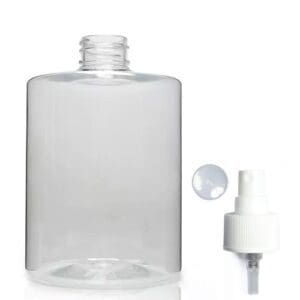 500ml Clear PET Plastic Cylindrical Bottle & Atomiser Spray