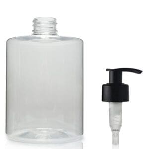 500ml Clear PET Plastic Cylindrical Bottle & Lotion Pump