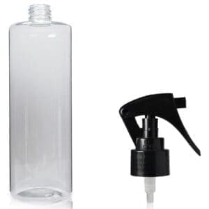 500ml Clear PET Plastic Tubular Bottle & Trigger Spray