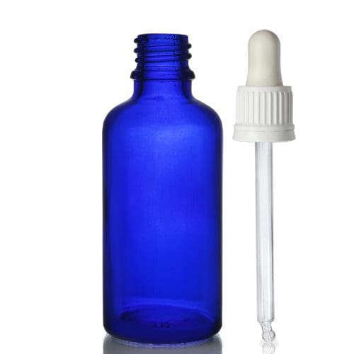 50ml Blue glass dropper bottle with pipette