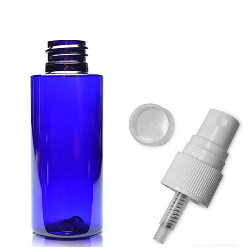 50ml Cobalt Blue PET Plastic Bottle With Spray