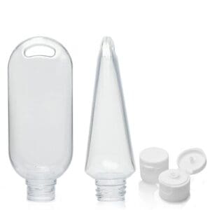 50ml Clear PVC Tottle Bottle, Clip & Flip Top Cap