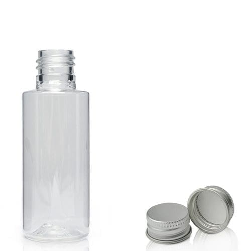 50ml Clear PET Plastic Tubular Bottle & Aluminium Cap