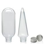50ml Clear PVC Tottle Bottle, Clip & 20mm Aluminium Cap