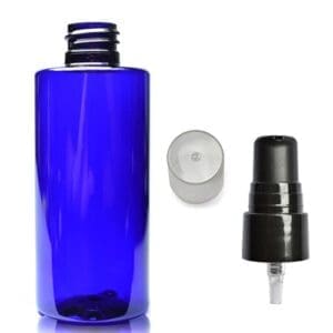 100ml Cobalt Blue PET Plastic Bottle With Lotion Pump