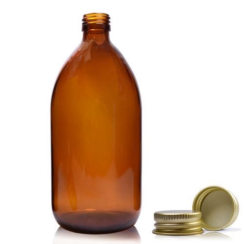 1000ml Amber Glass Syrup Bottle & Aluminium Cap