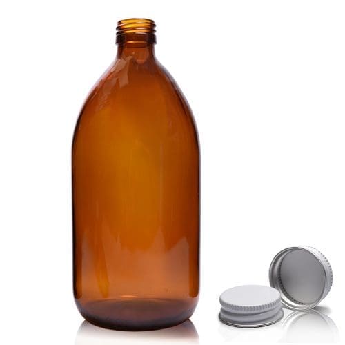 1000ml Amber Glass Syrup Bottle & Aluminium Cap
