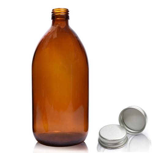 1000ml Amber Glass Syrup Bottle & Aluminium Cap