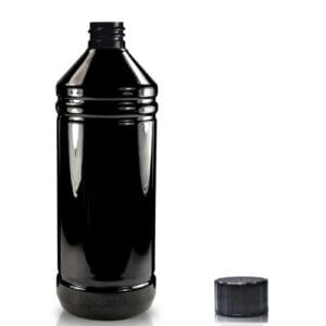 1000ml Black PET Bottle w Black Screw Cap