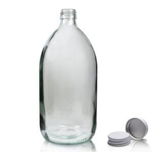 1000ml Clear Glass Syrup Bottle & Aluminium Cap