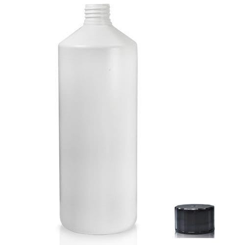 1000ml White HDPE Round Bottle w bsc