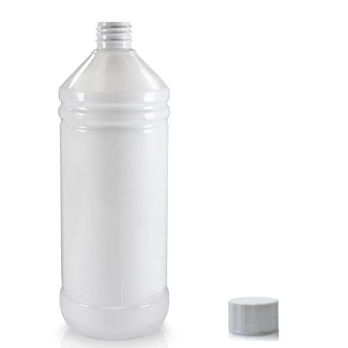 1000ml White PET Bottle w white Screw Cap