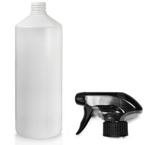 1 Litre HDPE Bottle Made From White Plastic With A Trigger Spray