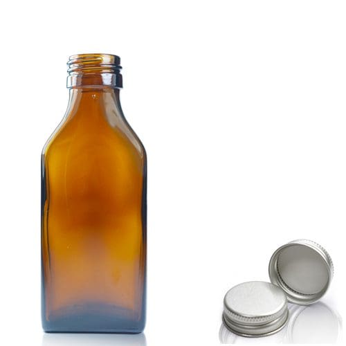 100ml Amber Glass Rectangular Bottle & Aluminium Cap