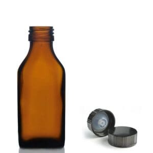 100ml glass amber rectangular bottle