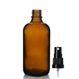 100ml Amber Glass Dropper Bottle w Black Atomiser Spray