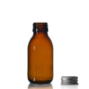 100ml Amber Glass Sirop Bottle w Aluminum Cap