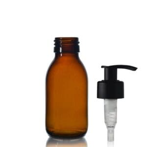 100ml Amber Glass Syrup Bottle With Lotion Pump