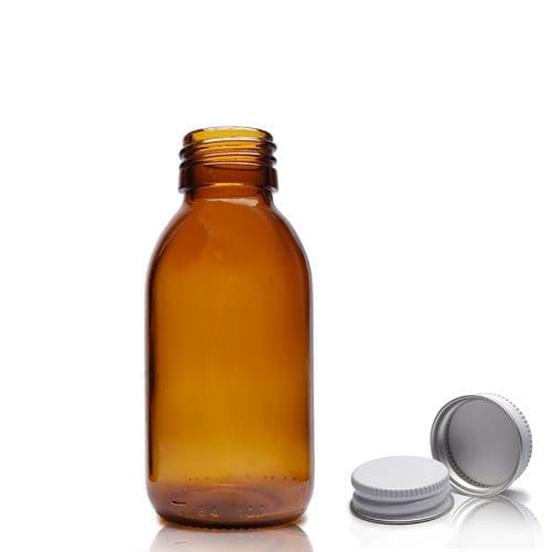 100ml Amber Glass Syrup Bottle & Aluminium Cap