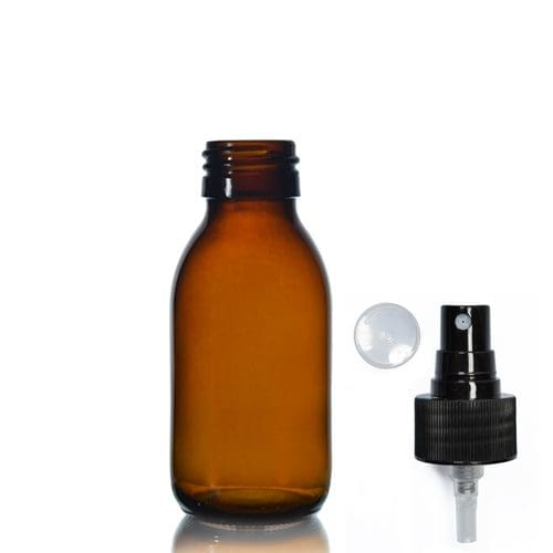 100ml Amber sirop bottle with Black spray