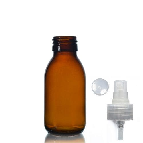 100ml Amber sirop bottle with Natural spray