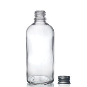 100ml Clear Glass Dropper Bottle w Aluminium Cap