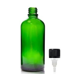 100ml Green Glass Dropper Bottle & Child Resistant Cap