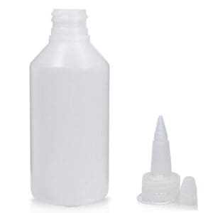 100ml HDPE Bottle In Natural Plastic With A Spout Cap